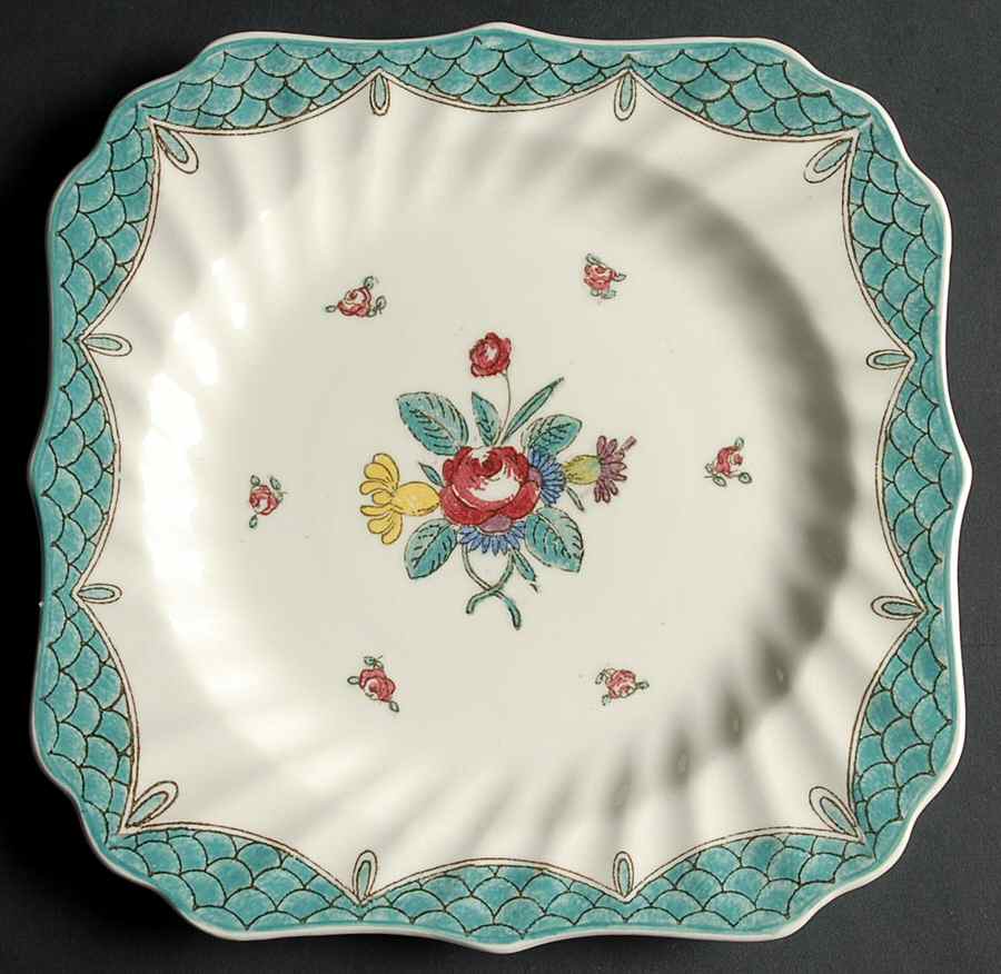 Lowestoft Bouquet Square Salad Plate by Royal Doulton-1
