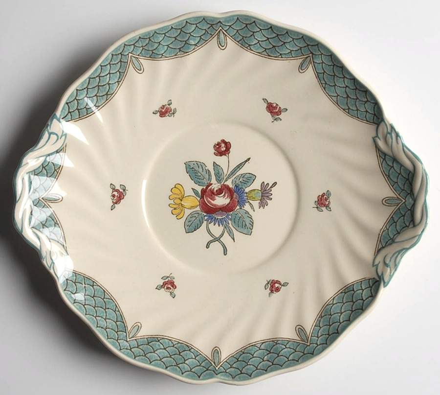 Lowestoft Bouquet Handled Cake Plate by Royal Doulton-1