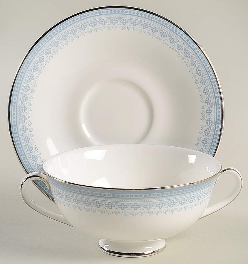Lorraine Footed Cream Soup Bowl & Saucer Set by Royal Doulton-1