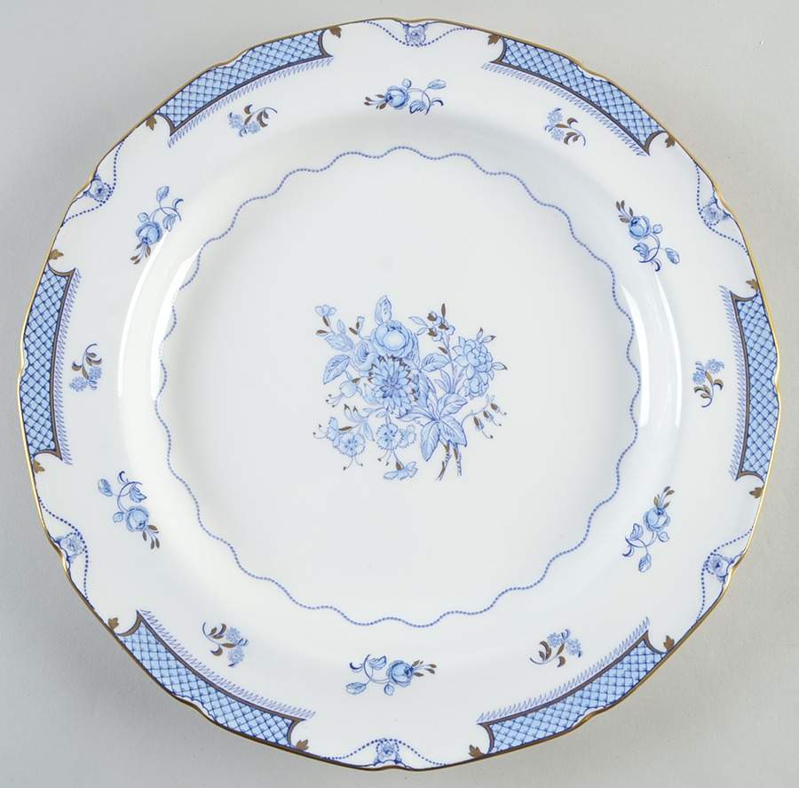 Lowestoft Blue (Gold Accent) 12" Chop Plate (Round Platter) by Royal Doulton-1