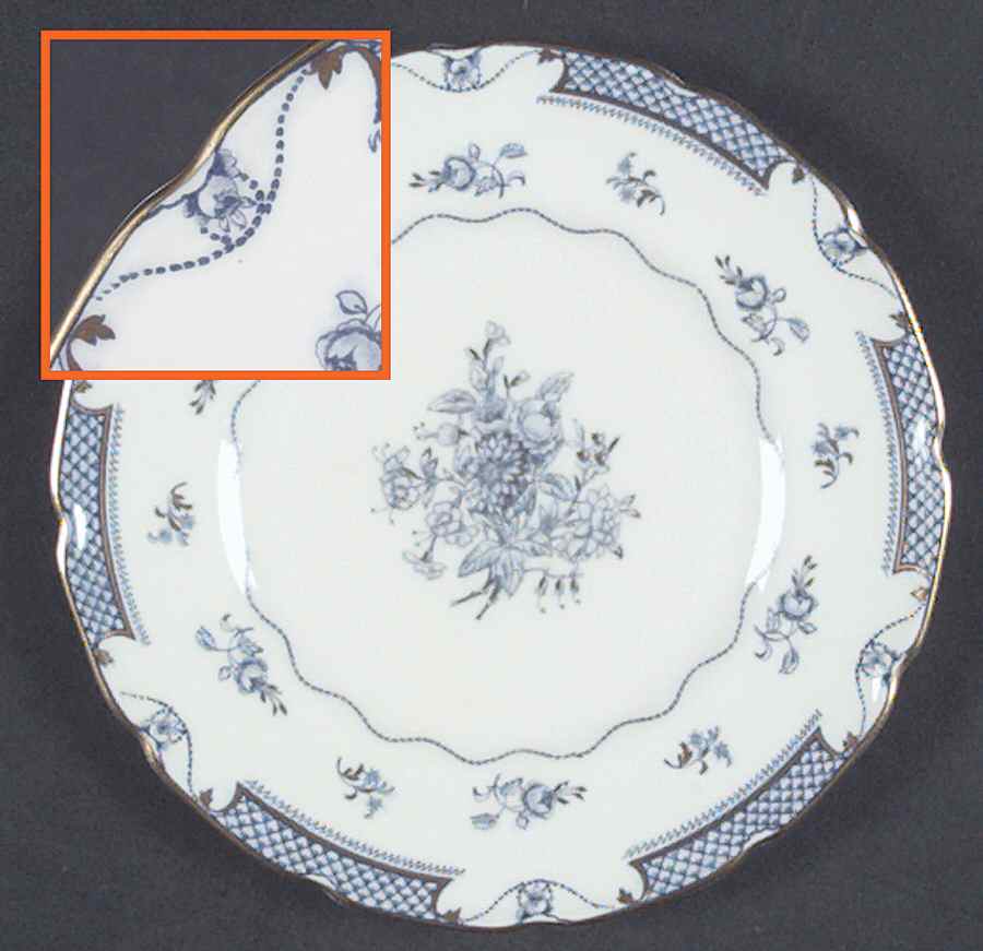 Lowestoft Blue (Gold Accent) Bread & Butter Plate by Royal Doulton-1