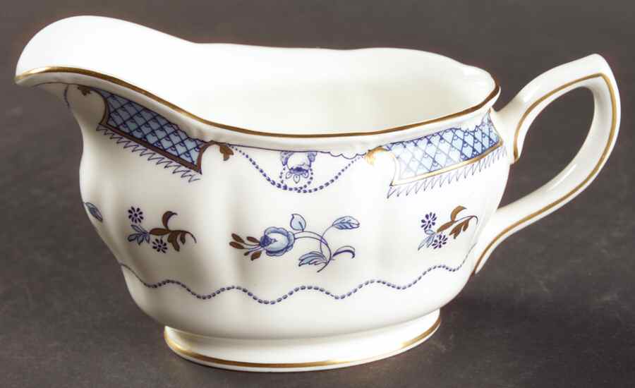 Lowestoft Blue (Gold Accent) Creamer by Royal Doulton-1