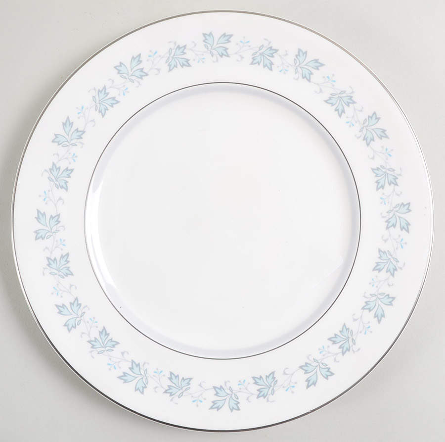 Lyric (H4948, Blue Leaves on Rim) Luncheon Plate by Royal Doulton-1
