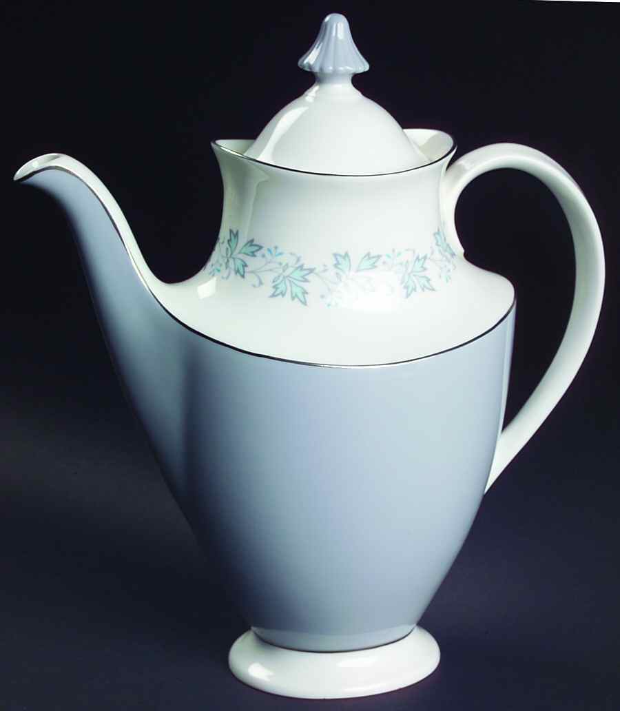 Lyric (H4948, Blue Leaves on Rim) Coffee Pot & Lid by Royal Doulton-1