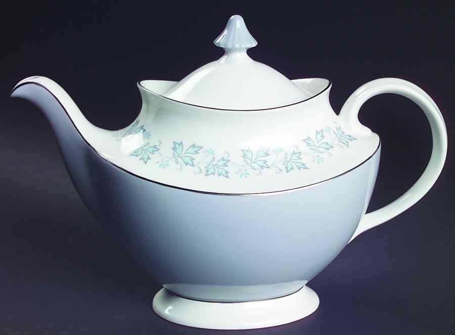 Lyric (H4948, Blue Leaves on Rim) Teapot & Lid by Royal Doulton-1