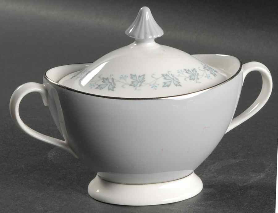 Lyric (H4948, Blue Leaves on Rim) Sugar Bowl & Lid by Royal Doulton-1