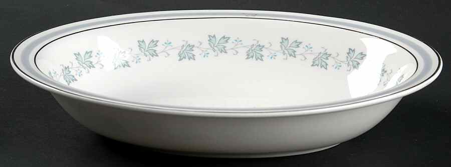 Lyric (H4948, Blue Leaves on Rim) 10" Oval Vegetable Bowl by Royal Doulton-1
