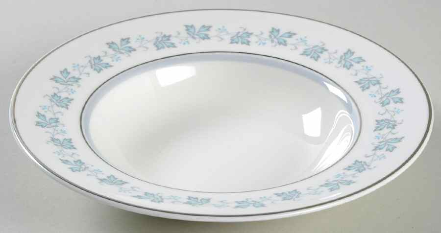 Lyric (H4948, Blue Leaves on Rim) Rim Soup Bowl by Royal Doulton-1