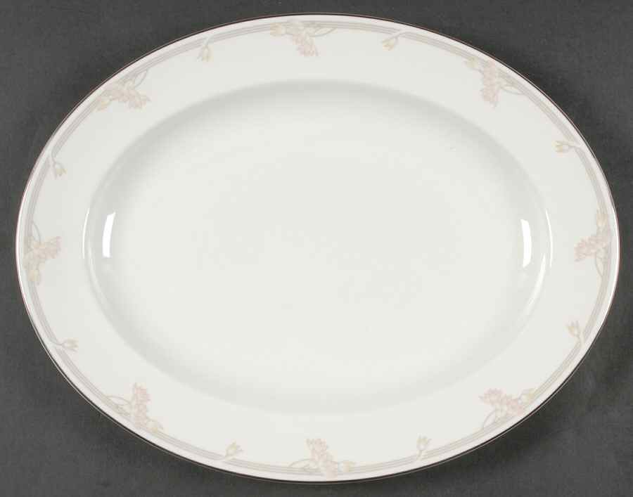 Lyric (H5114, Flowers on Band) 13" Oval Serving Platter by Royal Doulton-1