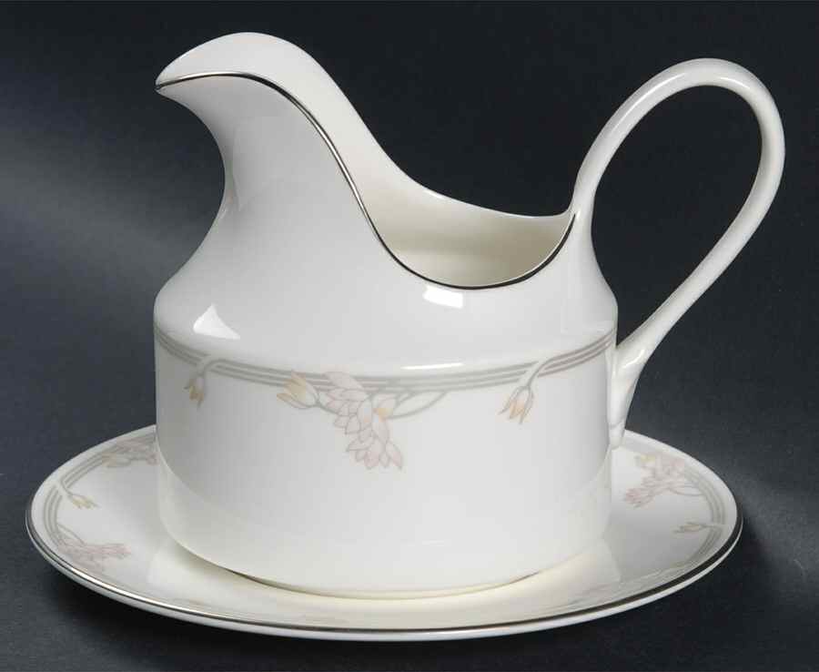 Lyric (H5114, Flowers on Band) Gravy Boat & Underplate by Royal Doulton-1