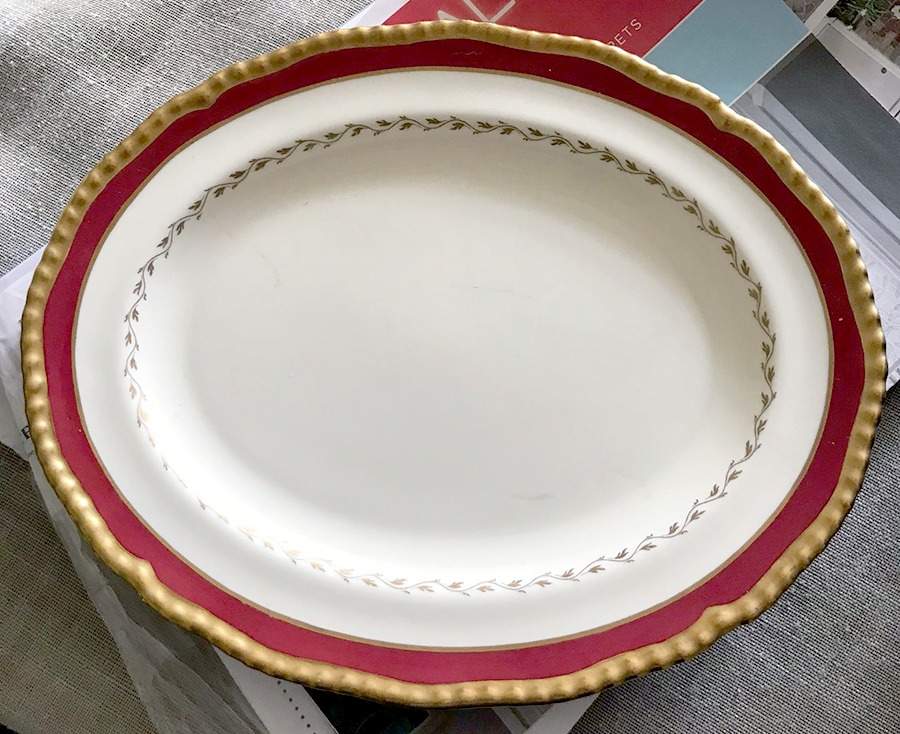 Maroon Band 12" Oval Serving Platter by Royal Doulton-1
