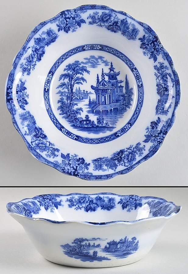 Madras (Flow Blue) 9" Round Vegetable Bowl by Royal Doulton-1