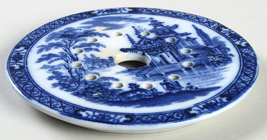 Madras (Flow Blue) Strainer for Round Butter by Royal Doulton-1
