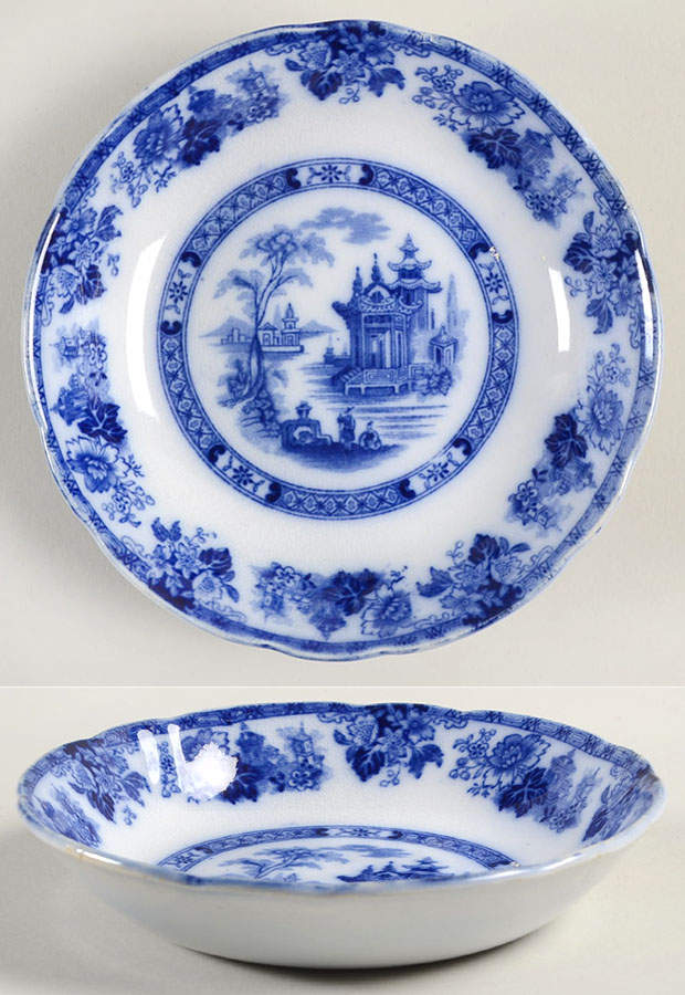 Madras (Flow Blue) Fruit/Dessert (Sauce) Bowl by Royal Doulton-1