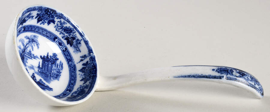 Madras (Flow Blue) Solid Piece Sauce Ladle by Royal Doulton-1