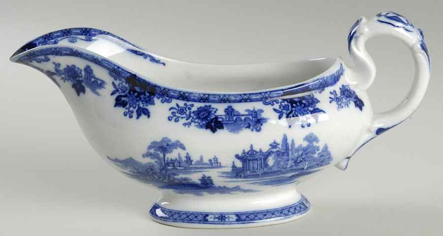 Madras (Flow Blue) Gravy Boat by Royal Doulton-1