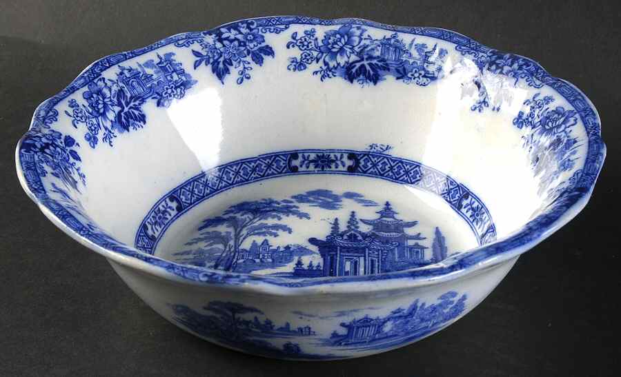 Madras (Flow Blue) 8" Round Vegetable Bowl by Royal Doulton-1