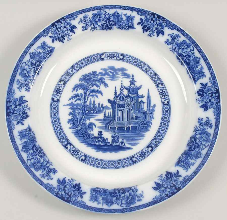 Madras (Flow Blue) 12" Chop Plate (Round Platter) by Royal Doulton-1