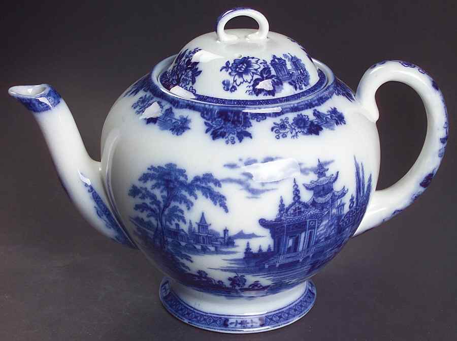 Madras (Flow Blue) Teapot & Lid by Royal Doulton-1