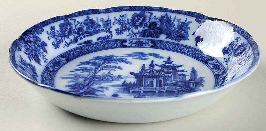 Madras (Flow Blue) Coupe Soup Bowl by Royal Doulton-1
