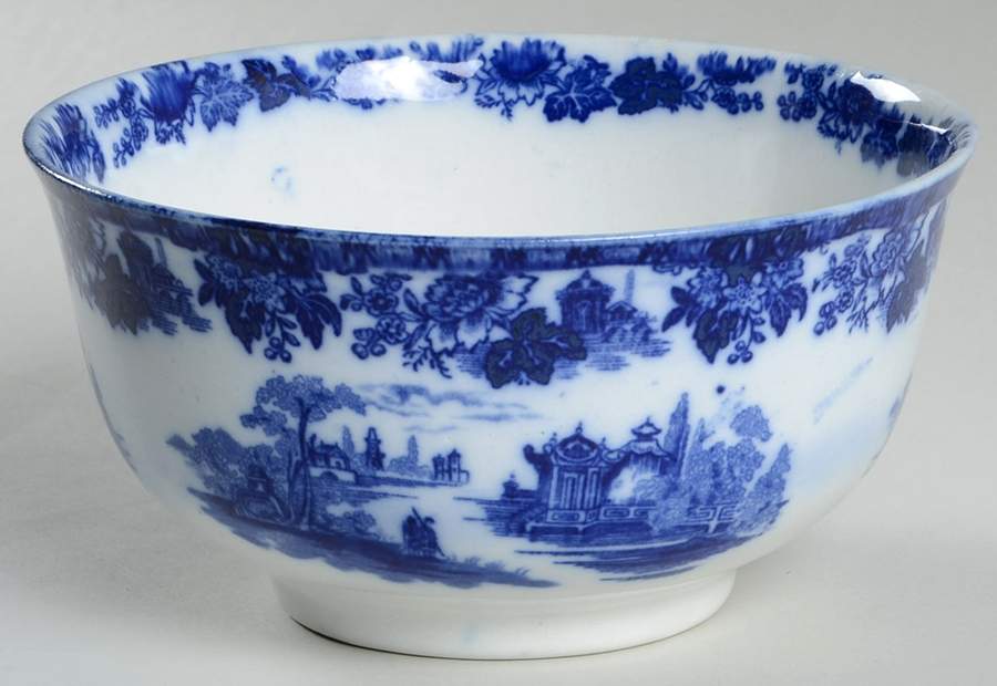 Madras (Flow Blue) Cranberry Bowl by Royal Doulton-1