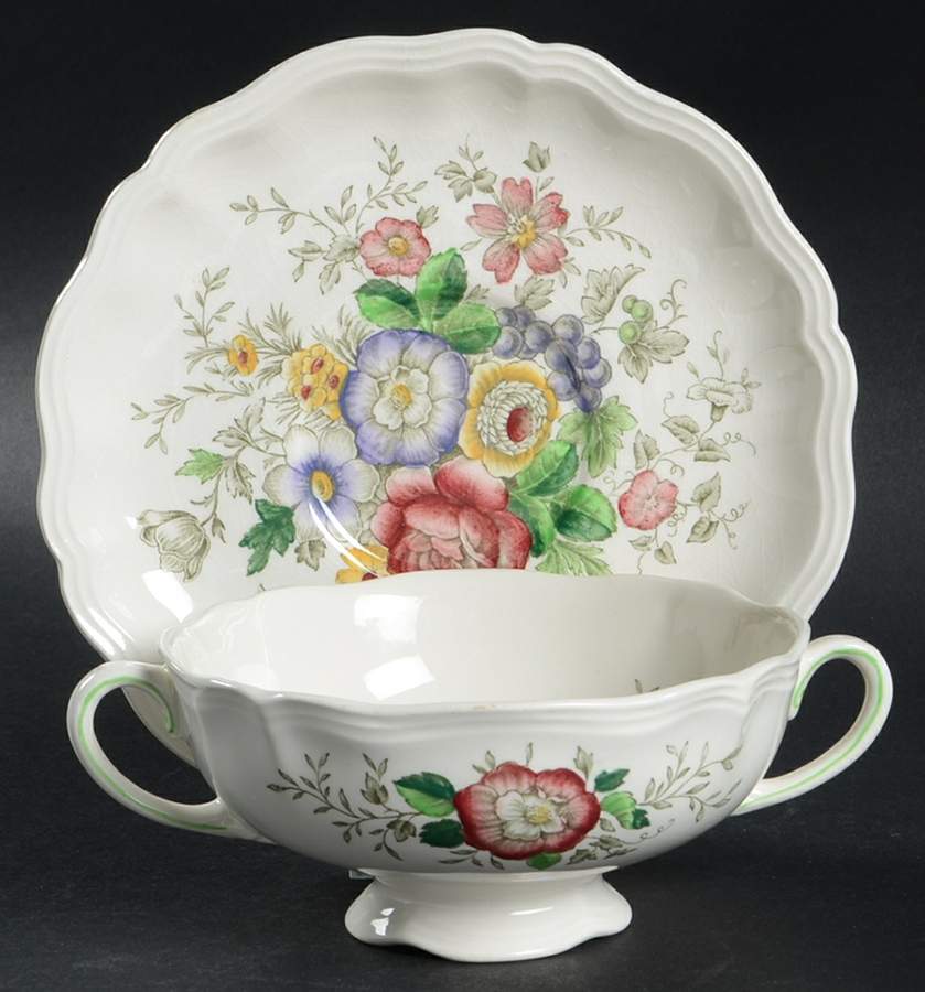 Malvern Footed Cream Soup Bowl & Saucer Set by Royal Doulton-1