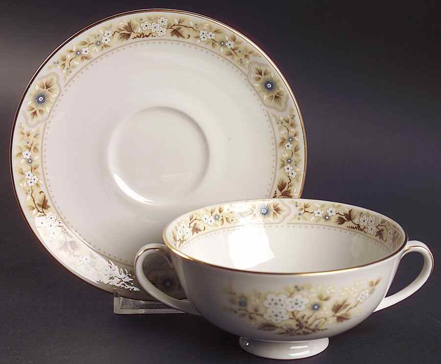 Mandalay Footed Cream Soup Bowl & Saucer Set by Royal Doulton-1