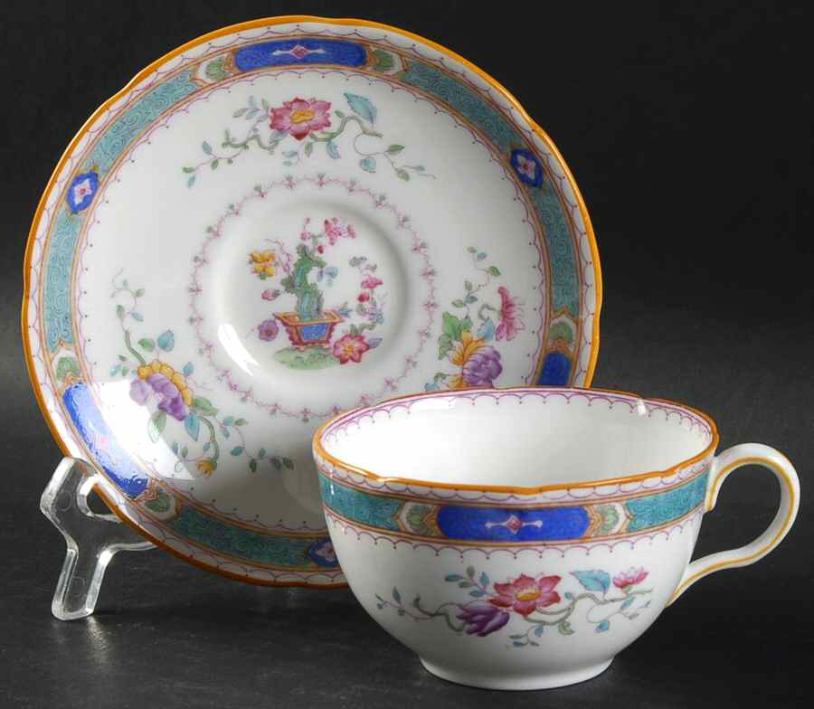 Mandarin (Scalloped) Flat Cup & Saucer Set by Royal Doulton-1