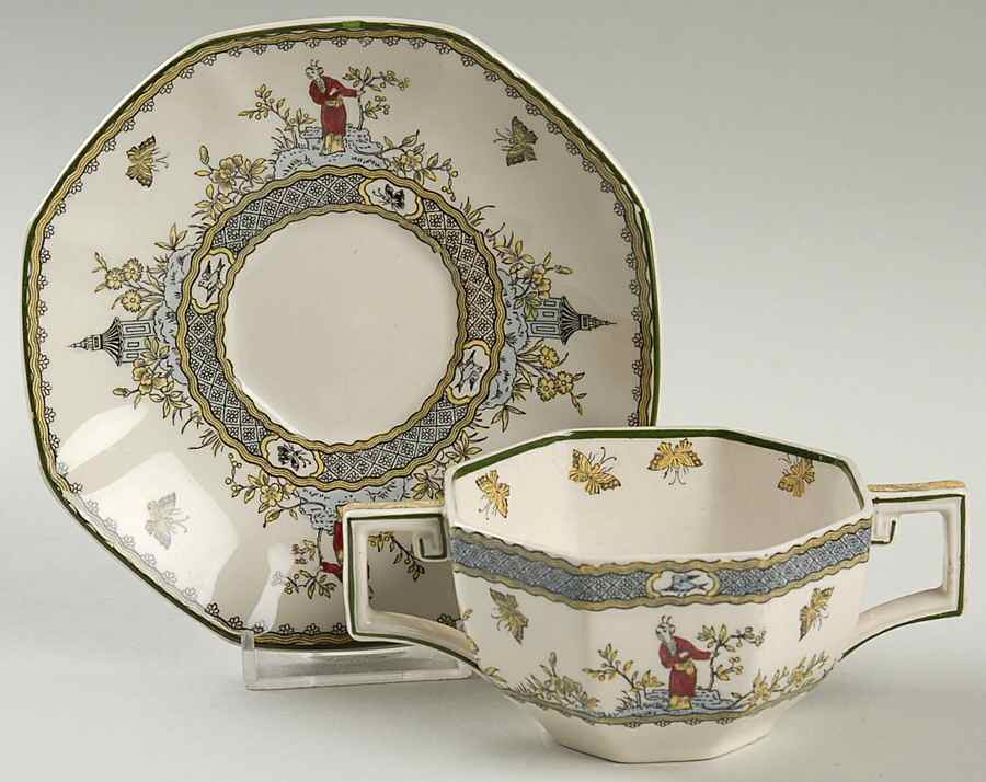 Mandarin Flat Bouillon Cup & Saucer by Royal Doulton-1