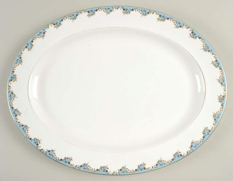 Marlborough Light Blue 16" Oval Serving Platter by Royal Doulton-1