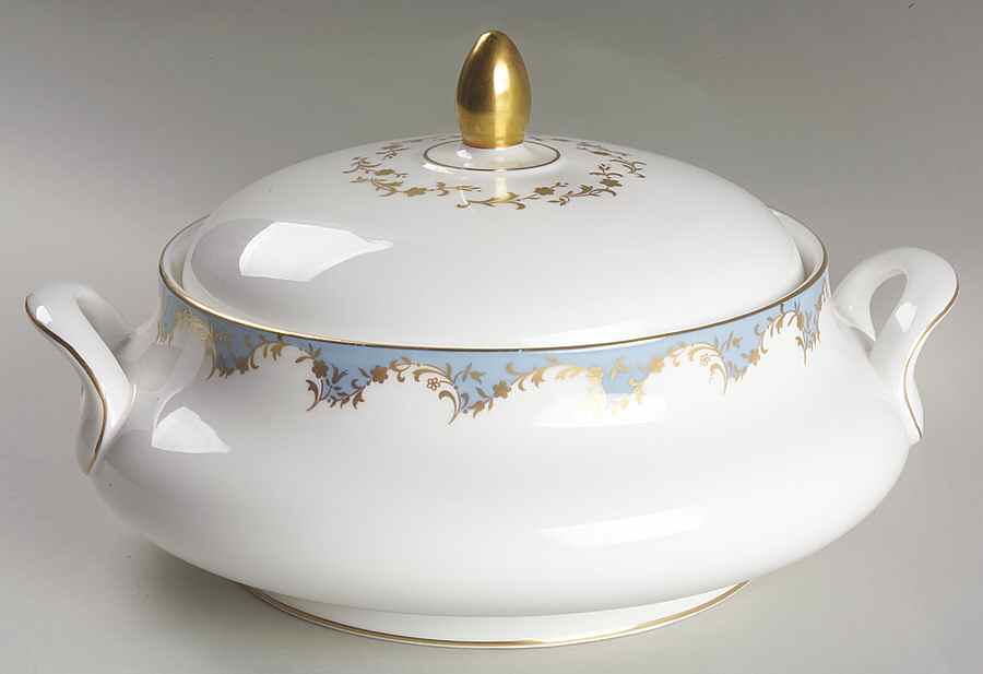 Marlborough Light Blue Round Covered Vegetable by Royal Doulton-1