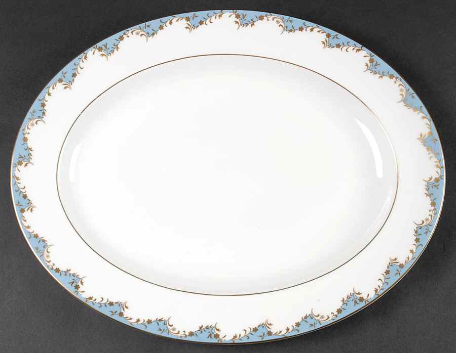 Marlborough Light Blue 13" Oval Serving Platter by Royal Doulton-1
