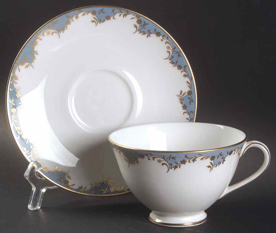 Marlborough Light Blue Footed Cup & Saucer Set by Royal Doulton-1