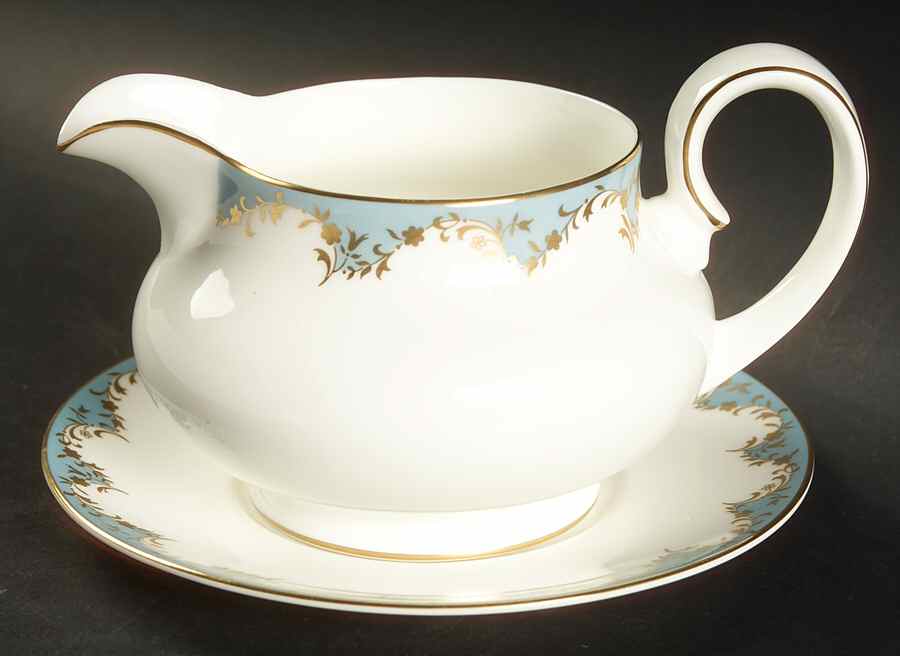 Marlborough Light Blue Gravy Boat & Underplate by Royal Doulton-1