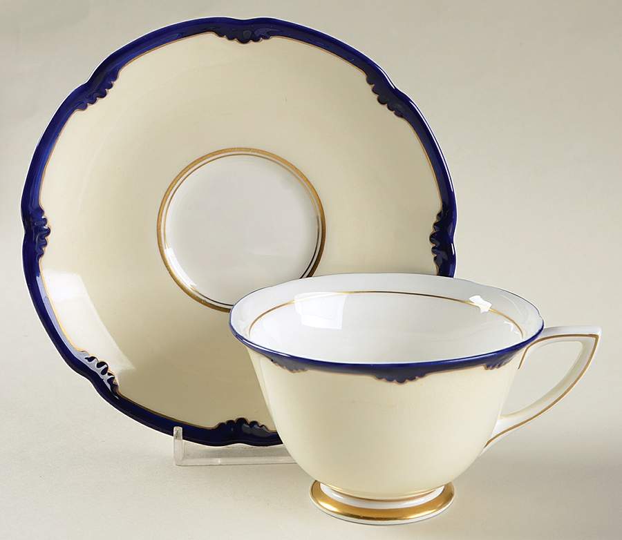 Marlborough Cobalt Blue Footed Cup & Saucer Set by Royal Doulton-1