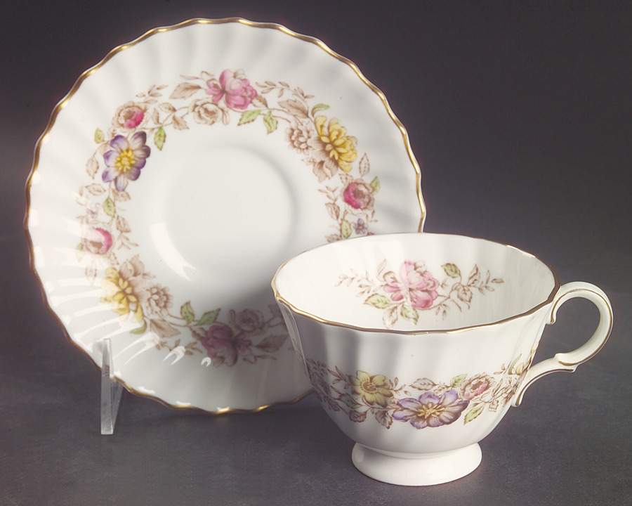 Mayfair Brown, Multicolor Footed Cup & Saucer Set by Royal Doulton-1