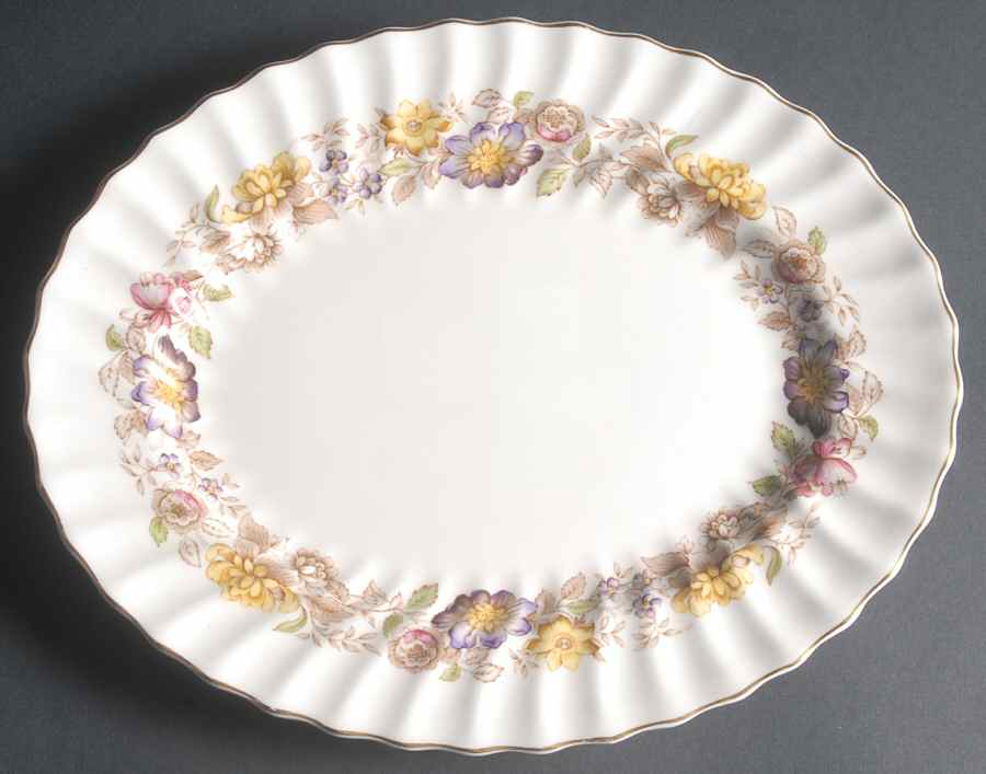 Mayfair Brown, Multicolor 12" Oval Serving Platter by Royal Doulton-1
