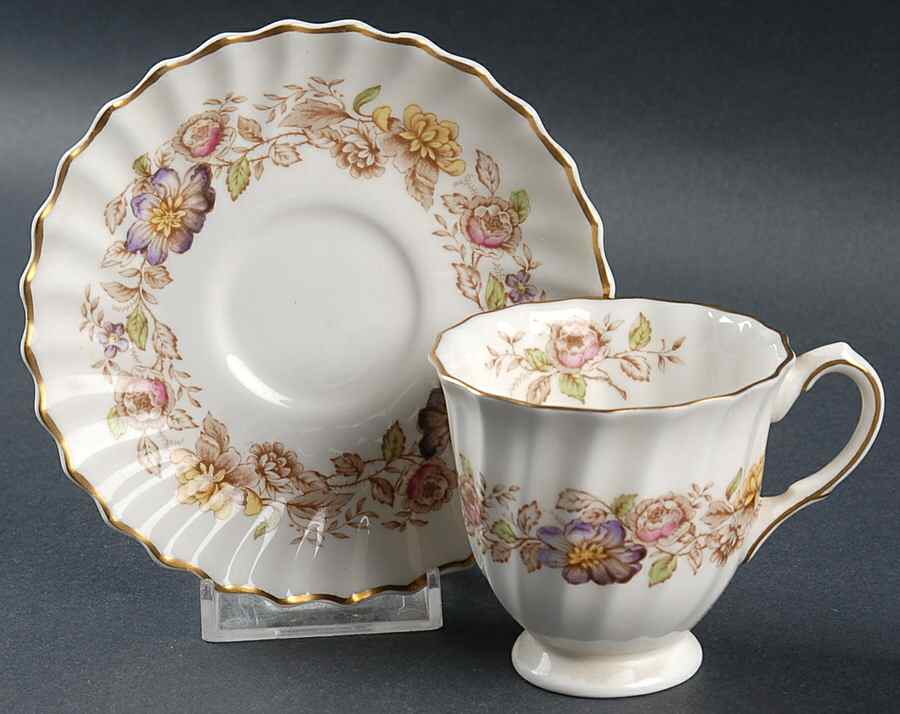 Mayfair Brown, Multicolor Footed Demitasse Cup & Saucer Set by Royal Doulton-1