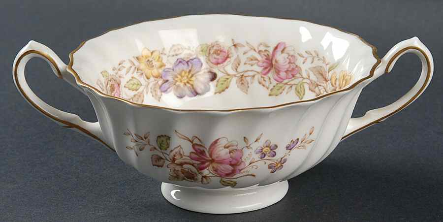 Mayfair Brown, Multicolor Footed Cream Soup Bowl by Royal Doulton-1