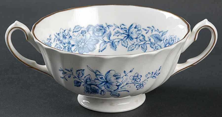 Mayfair Blue Footed Cream Soup Bowl by Royal Doulton-1