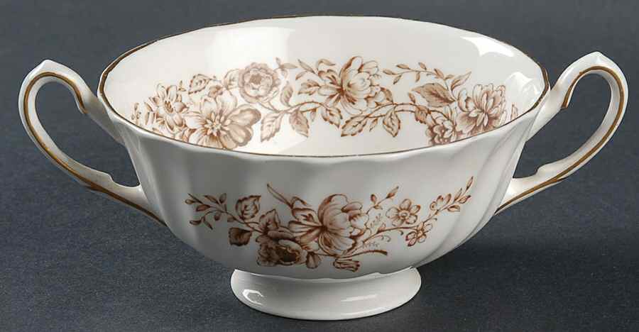 Mayfair Brown Footed Cream Soup Bowl by Royal Doulton-1