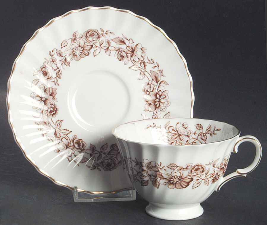 Mayfair Brown Footed Cup & Saucer Set by Royal Doulton-1