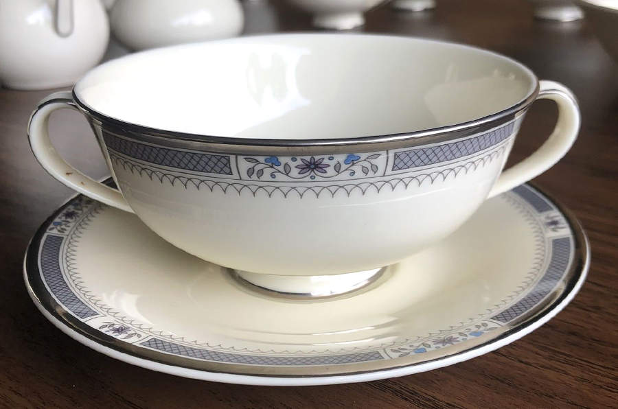 Melissa Footed Cream Soup Bowl & Saucer Set by Royal Doulton-1