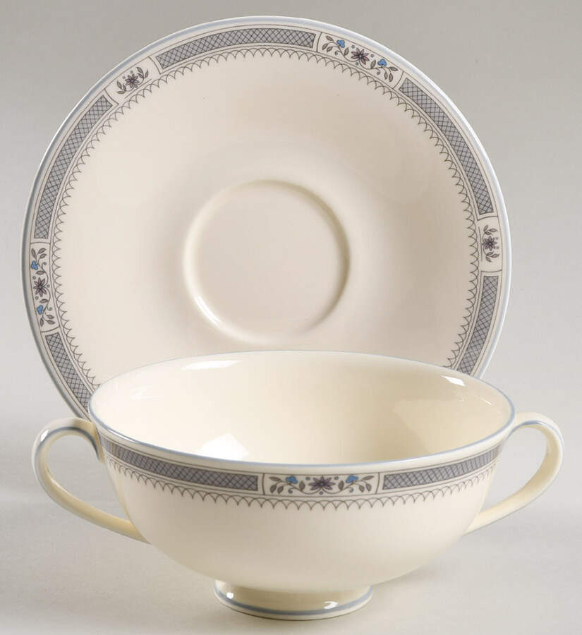Melissa Micro Footed Cream Soup Bowl & Saucer Set by Royal Doulton-1