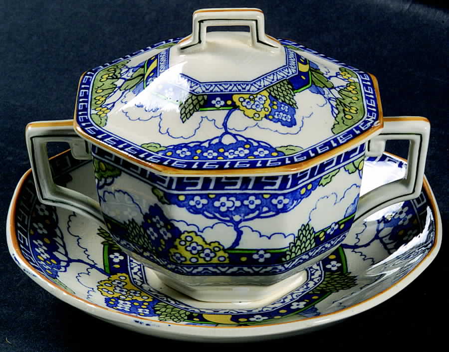 Merryweather Cream Soup Bowl & Saucer Set with Lid by Royal Doulton-1