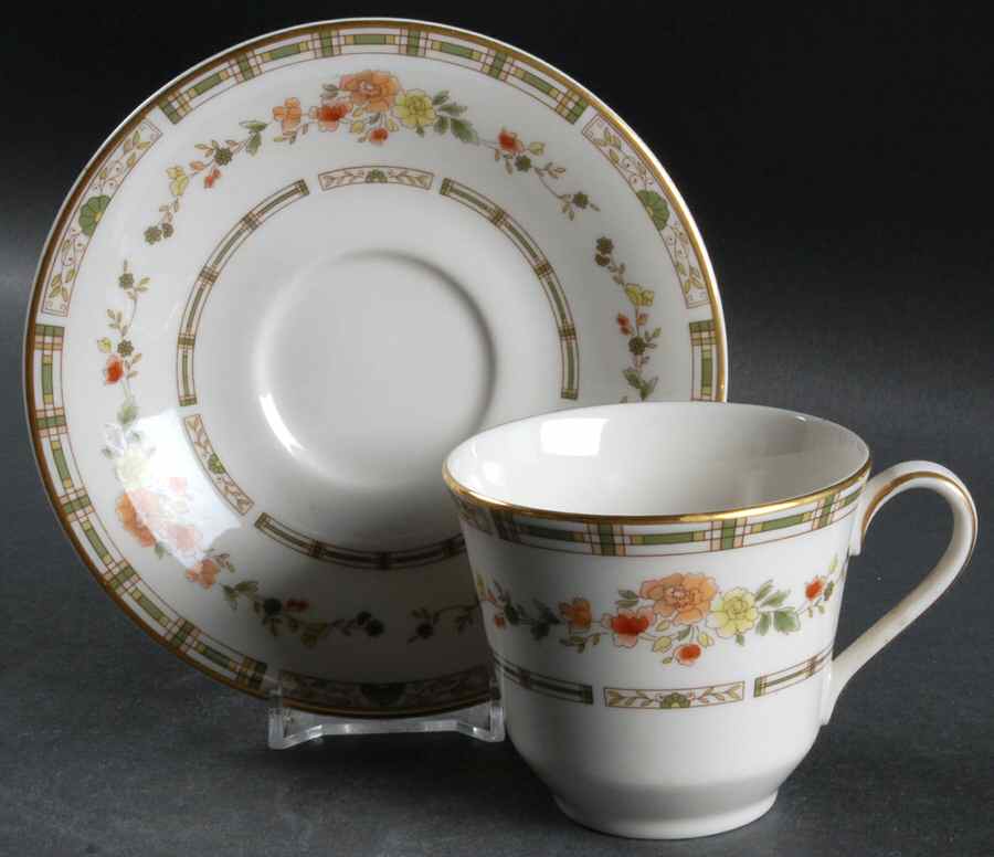 Mosaic Garden Flat Cup & Saucer Set by Royal Doulton-1