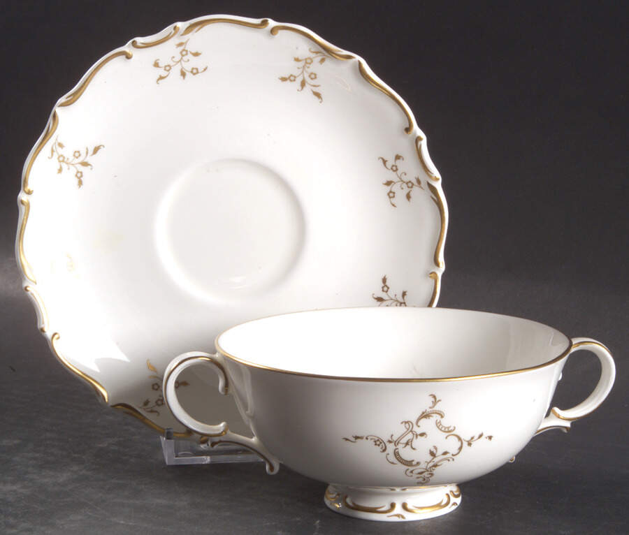 Monteigne Footed Cream Soup Bowl & Cup Saucer Set by Royal Doulton-1
