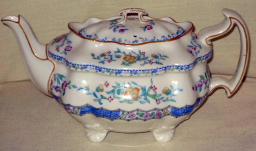 Morella Blue (H2878, Dark Cream Background) Teapot & Lid by Royal Doulton-1