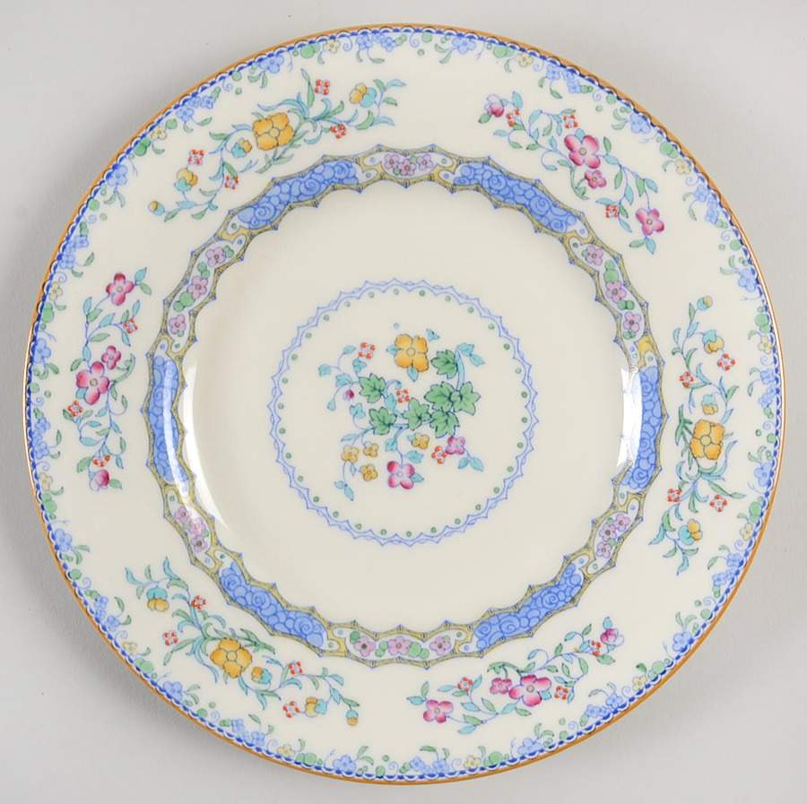 Morella Blue (H2878, Dark Cream Background) Salad Plate by Royal Doulton-1