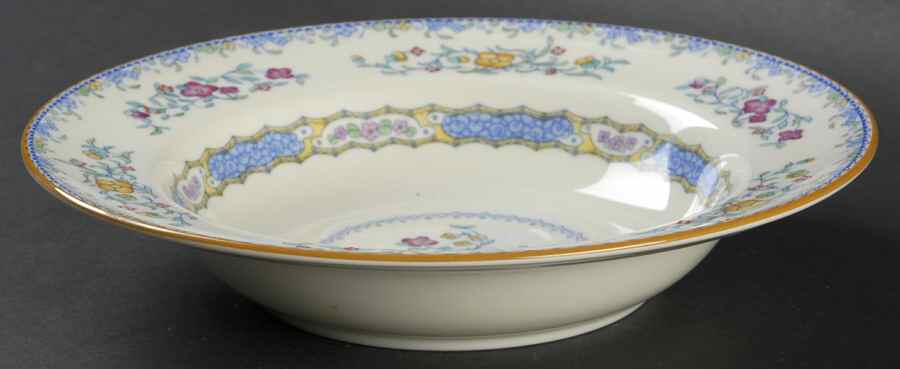 Morella Blue (H2878, Dark Cream Background) Rim Soup Bowl by Royal Doulton-1